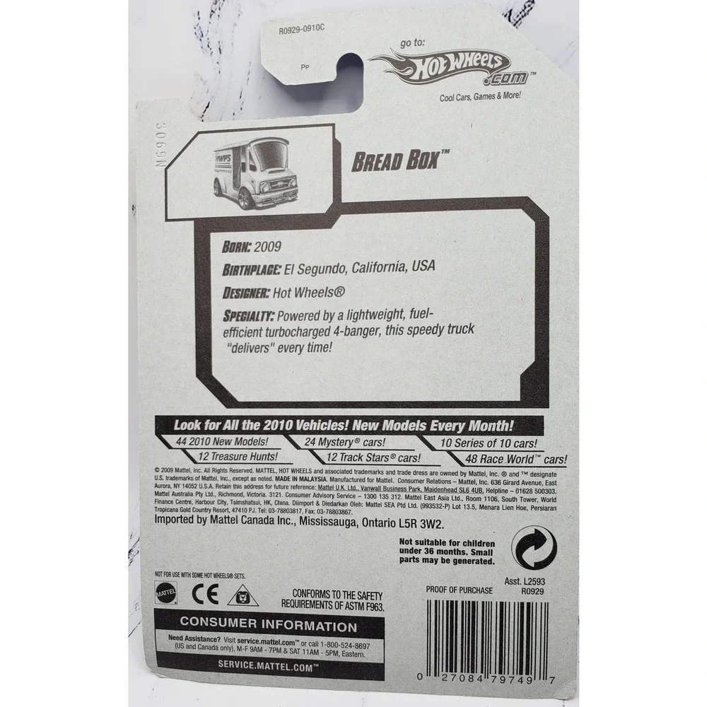 Hot Wheels 2010 New Models 13/44 Bread Box White w/Chrome 5 Spoke Wheels